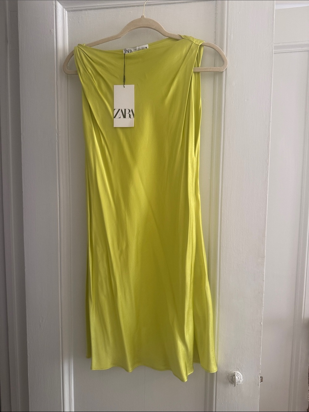 Zara Neon Lime Slip Midi Dress